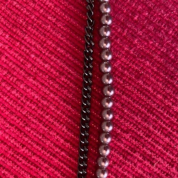 Vintage chain and faux pearl 5 strand necklace with matching earrings EVC - Picture 5 of 8